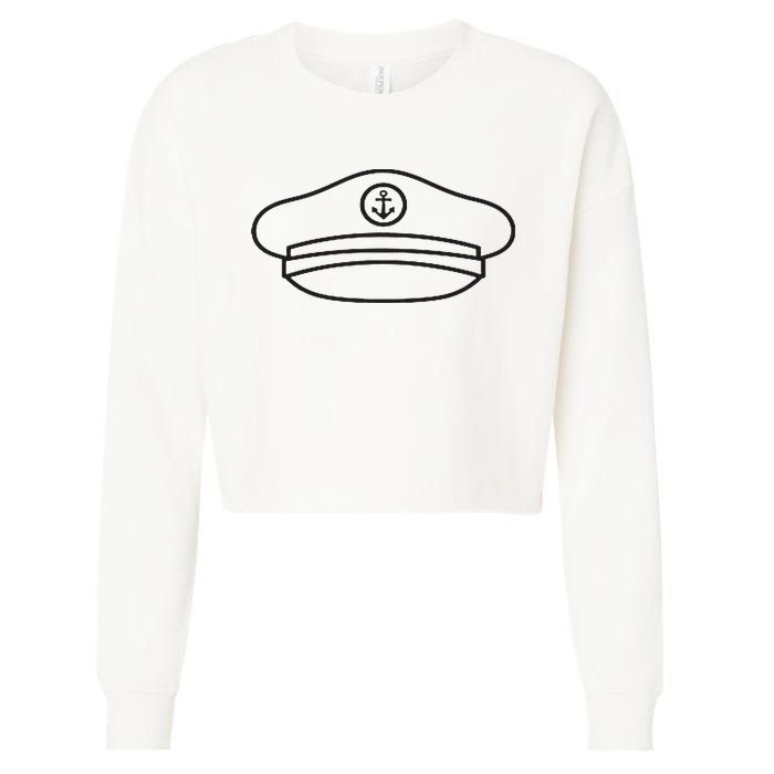 Minimalist Captain Hat Pocket Badge Icon Nautical Cropped Pullover Crew