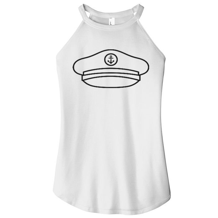 Minimalist Captain Hat Pocket Badge Icon Nautical Women's Perfect Tri Rocker Tank