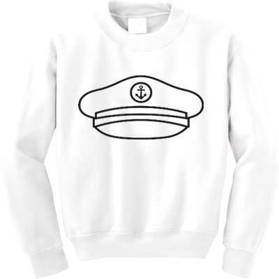 Minimalist Captain Hat Pocket Badge Icon Nautical Kids Sweatshirt