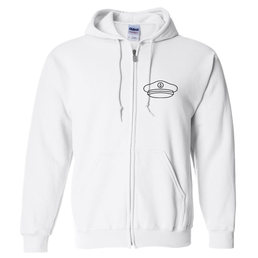 Minimalist Captain Hat Pocket Badge Icon Nautical Full Zip Hoodie