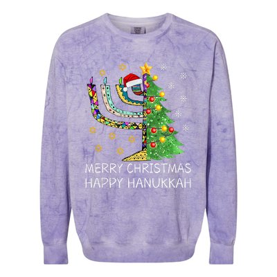 Merry Christmas Happy Hanukkah Jewish Merry Chrismukkah Colorblast Crewneck Sweatshirt