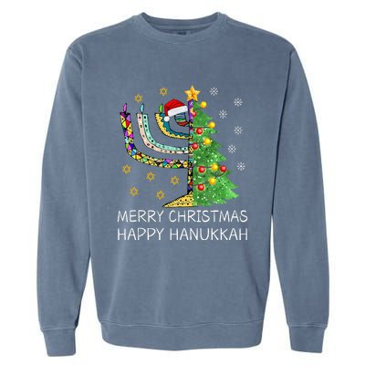 Merry Christmas Happy Hanukkah Jewish Merry Chrismukkah Garment-Dyed Sweatshirt