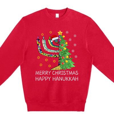 Merry Christmas Happy Hanukkah Jewish Merry Chrismukkah Premium Crewneck Sweatshirt