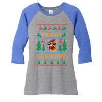 Merry Chickmas Hen Chicken Lover Gift Women's Tri-Blend 3/4-Sleeve Raglan Shirt