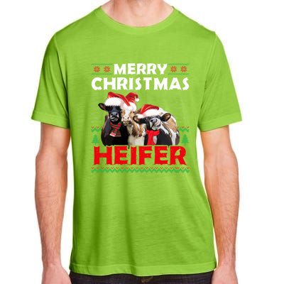 Merry Christmas Heifers Funny Cows Snowing Ugly Xmas Sweater Gift Adult ChromaSoft Performance T-Shirt