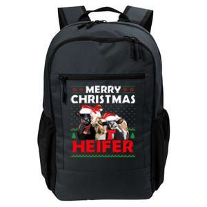 Merry Christmas Heifers Funny Cows Snowing Ugly Xmas Sweater Gift Daily Commute Backpack