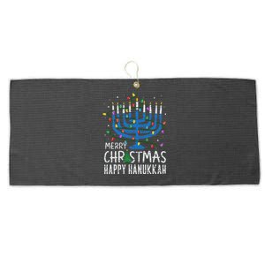 Merry Chrismukkah Happy Christmas Hanukkah Chanukah Jewish Large Microfiber Waffle Golf Towel