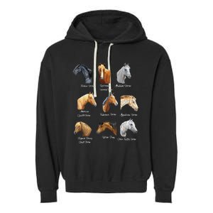 Merry Christmas Horse Breeds Equestrian Cowboy Cowgirl Xmas Garment-Dyed Fleece Hoodie