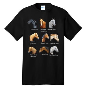 Merry Christmas Horse Breeds Equestrian Cowboy Cowgirl Xmas Tall T-Shirt