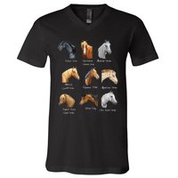 Merry Christmas Horse Breeds Equestrian Cowboy Cowgirl Xmas V-Neck T-Shirt