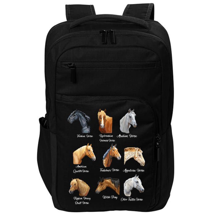 Merry Christmas Horse Breeds Equestrian Cowboy Cowgirl Xmas Impact Tech Backpack