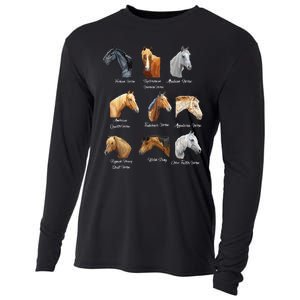 Merry Christmas Horse Breeds Equestrian Cowboy Cowgirl Xmas Cooling Performance Long Sleeve Crew