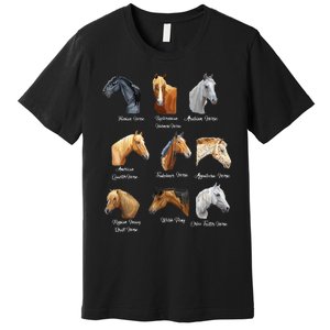 Merry Christmas Horse Breeds Equestrian Cowboy Cowgirl Xmas Premium T-Shirt