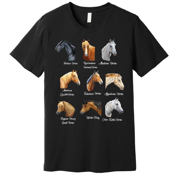 Merry Christmas Horse Breeds Equestrian Cowboy Cowgirl Xmas Premium T-Shirt