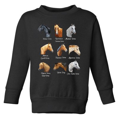 Merry Christmas Horse Breeds Equestrian Cowboy Cowgirl Xmas Toddler Sweatshirt