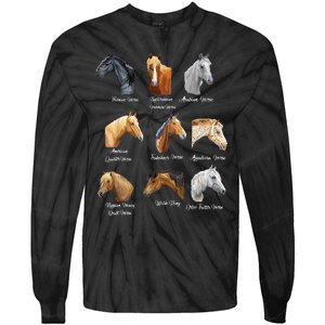 Merry Christmas Horse Breeds Equestrian Cowboy Cowgirl Xmas Tie-Dye Long Sleeve Shirt