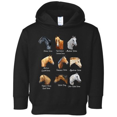 Merry Christmas Horse Breeds Equestrian Cowboy Cowgirl Xmas Toddler Hoodie