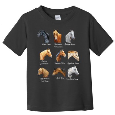 Merry Christmas Horse Breeds Equestrian Cowboy Cowgirl Xmas Toddler T-Shirt