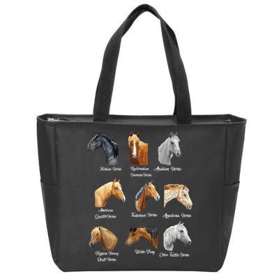 Merry Christmas Horse Breeds Equestrian Cowboy Cowgirl Xmas Zip Tote Bag