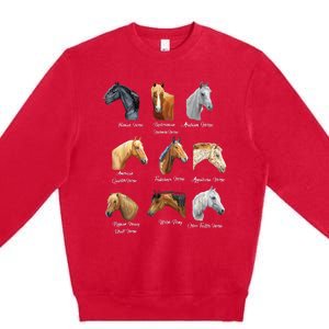 Merry Christmas Horse Breeds Equestrian Cowboy Cowgirl Xmas Premium Crewneck Sweatshirt