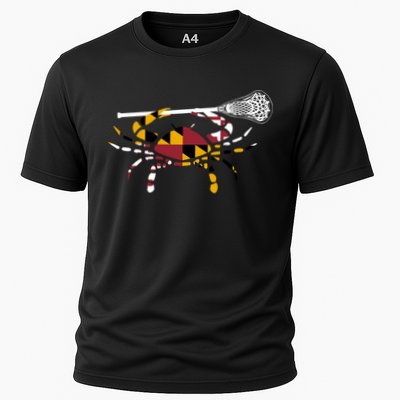 Maryland Crab Holding Lacrosse Stick Boys Girls Lax Funny Gift Performance Shirt
