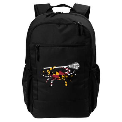 Maryland Crab Holding Lacrosse Stick Boys Girls Lax Funny Gift Backpack