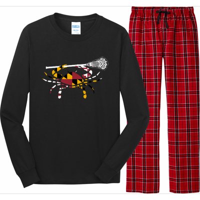 Maryland Crab Holding Lacrosse Stick Boys Girls Lax Funny Gift Long Sleeve Pajama Set