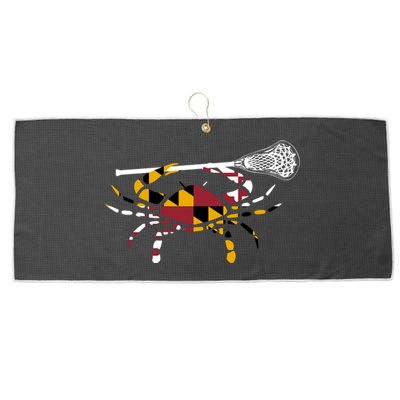 Maryland Crab Holding Lacrosse Stick Boys Girls Lax Funny Gift Large Microfiber Waffle Golf Towel