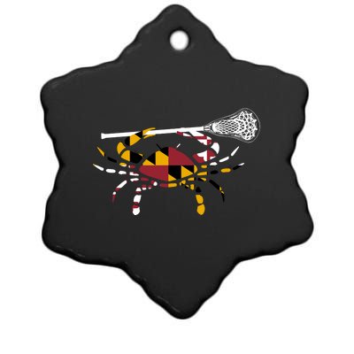 Maryland Crab Holding Lacrosse Stick Boys Girls Lax Funny Gift Ceramic Star Ornament