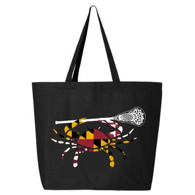 Maryland Crab Holding Lacrosse Stick Boys Girls Lax Funny Gift 25L Jumbo Tote