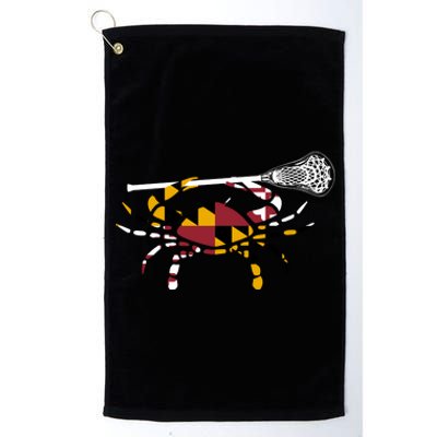 Maryland Crab Holding Lacrosse Stick Boys Girls Lax Funny Gift Platinum Collection Golf Towel