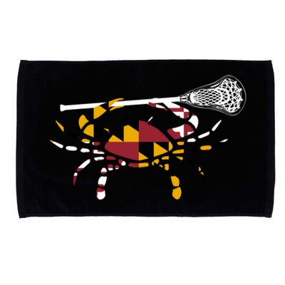 Maryland Crab Holding Lacrosse Stick Boys Girls Lax Funny Gift Microfiber Hand Towel