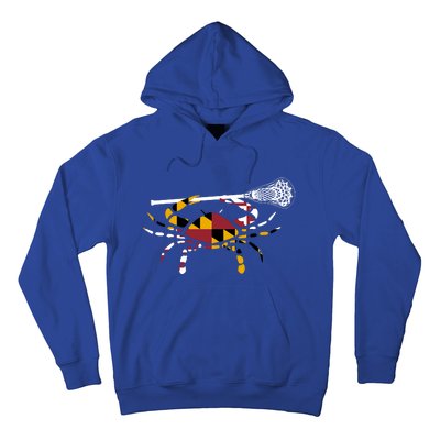 Maryland Crab Holding Lacrosse Stick Boys Girls Lax Funny Gift Hoodie