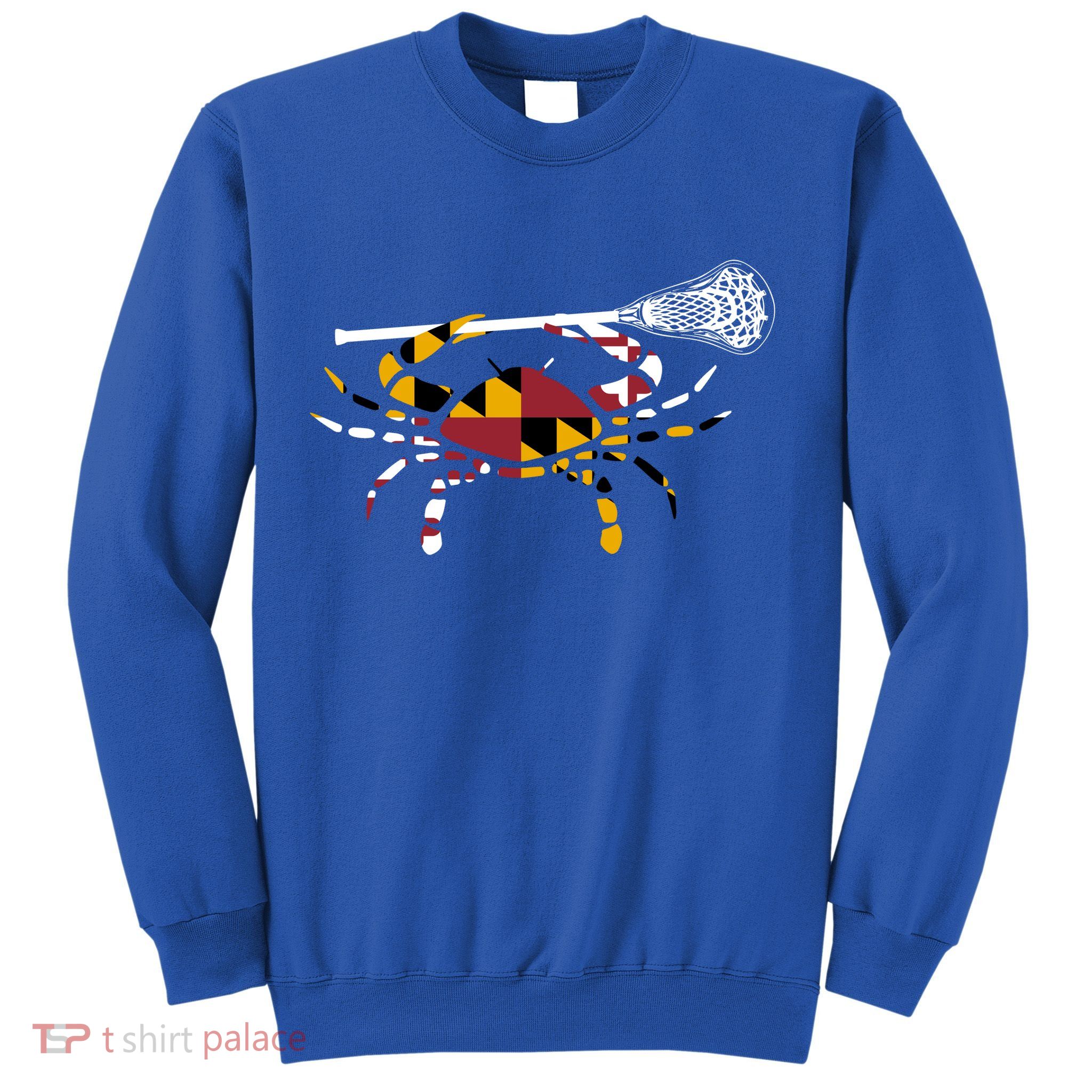 Maryland Crab Holding Lacrosse Stick Boys Girls Lax Funny Gift Sweatshirt