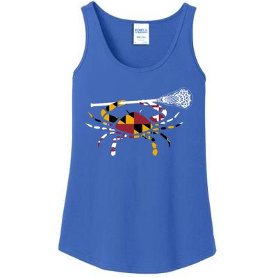 Maryland Crab Holding Lacrosse Stick Boys Girls Lax Funny Gift Ladies Essential Tank