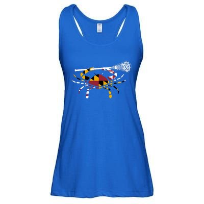 Maryland Crab Holding Lacrosse Stick Boys Girls Lax Funny Gift Ladies Essential Flowy Tank