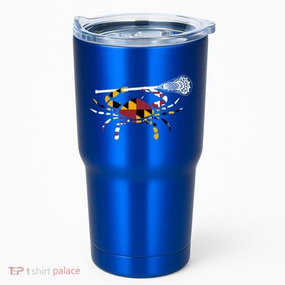 Maryland Crab Holding Lacrosse Stick Boys Girls Lax Funny Gift Tumbler
