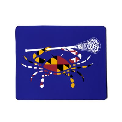 Maryland Crab Holding Lacrosse Stick Boys Girls Lax Funny Gift Mousepad