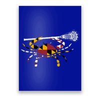 Maryland Crab Holding Lacrosse Stick Boys Girls Lax Funny Gift Poster