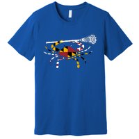 Maryland Crab Holding Lacrosse Stick Boys Girls Lax Funny Gift Premium T-Shirt