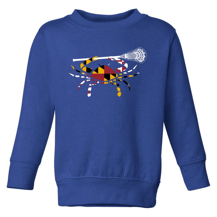 Maryland Crab Holding Lacrosse Stick Boys Girls Lax Funny Gift Toddler Sweatshirt