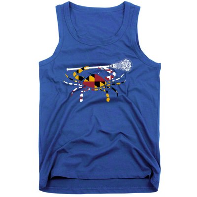 Maryland Crab Holding Lacrosse Stick Boys Girls Lax Funny Gift Tank Top