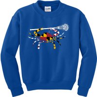 Maryland Crab Holding Lacrosse Stick Boys Girls Lax Funny Gift Kids Sweatshirt