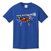 Maryland Crab Holding Lacrosse Stick Boys Girls Lax Funny Gift Kids T-Shirt