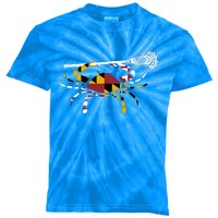 Maryland Crab Holding Lacrosse Stick Boys Girls Lax Funny Gift Kids Tie-Dye T-Shirt