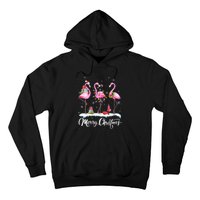 Merry Christmas Hat Santa Flamingo Light Christmas Snow Hoodie