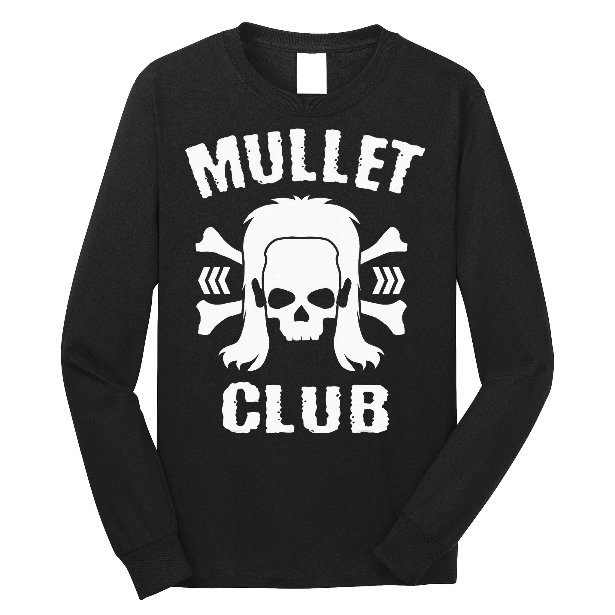 Mullet Club Hairstyle Bones Skull Long Sleeve Shirt