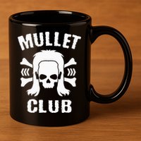 Mullet Club Hairstyle Bones Skull 11oz C Handle Ceramic Mug