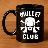 Mullet Club Hairstyle Bones Skull 11oz C Handle Ceramic Mug