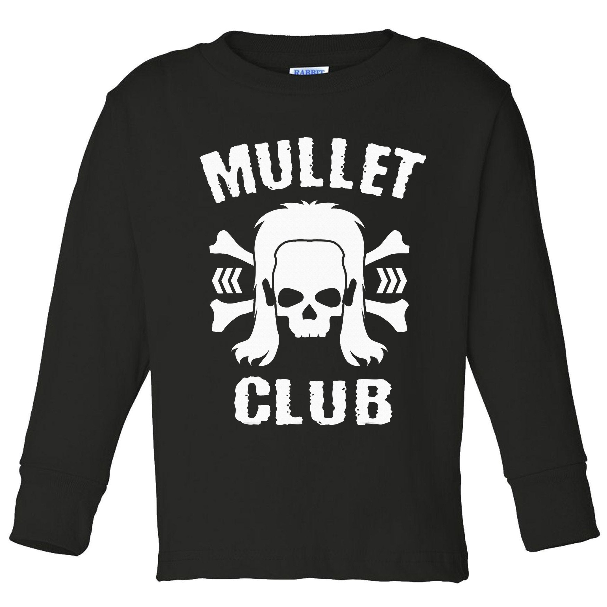 Mullet Club Hairstyle Bones Skull Toddler Long Sleeve Shirt